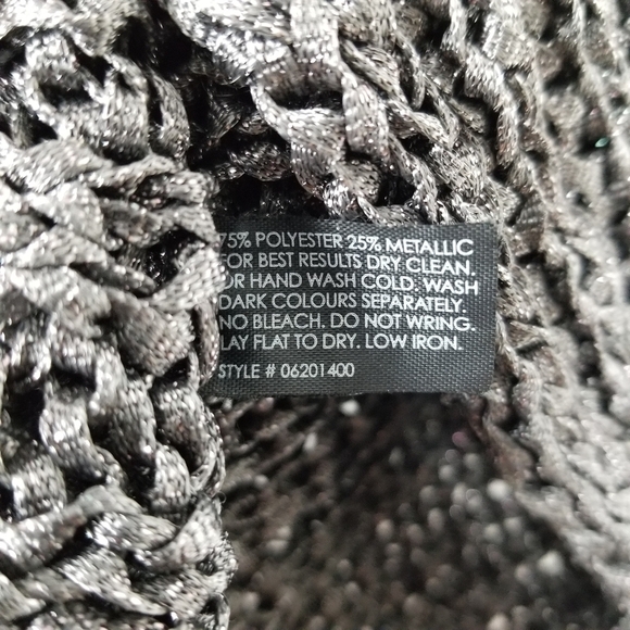 Club Monaco Gray Metallic Open Front Cardigan Sleeveless Vest Open Knit Size XS - Picture 8 of 11